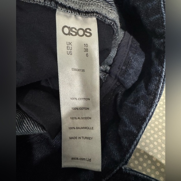 ASOS Back Cutout Dark Wash Blue Denim Jumpsuit Collared Sleeveless size 10 - Picture 14 of 16